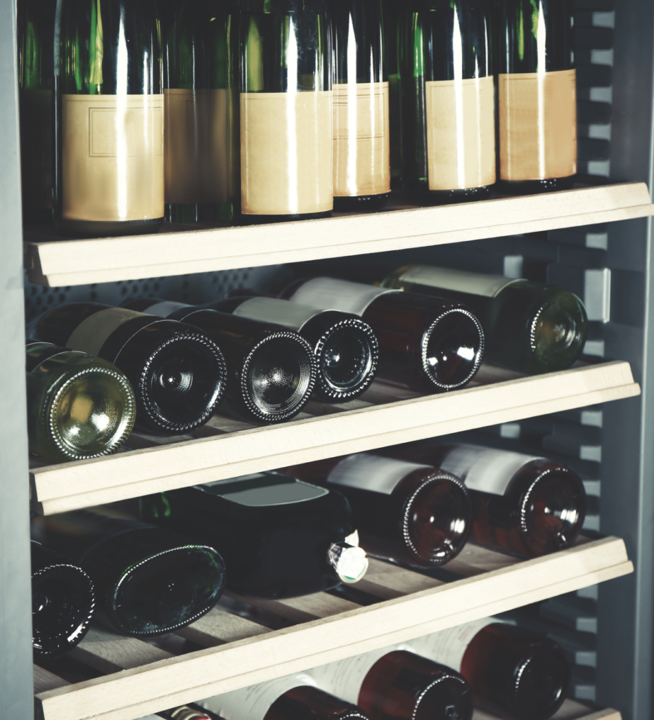 Bottles of Wine in Wine Fridge