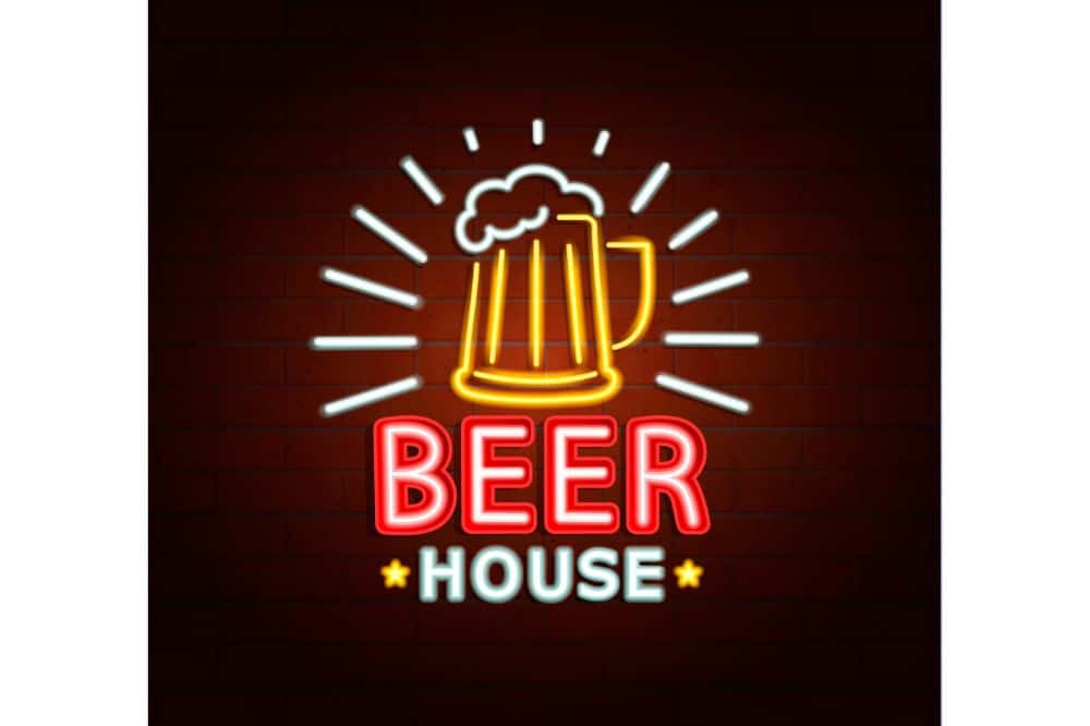 Neon sign of beer house