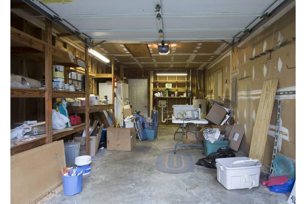 Messy shed interior in need of organization